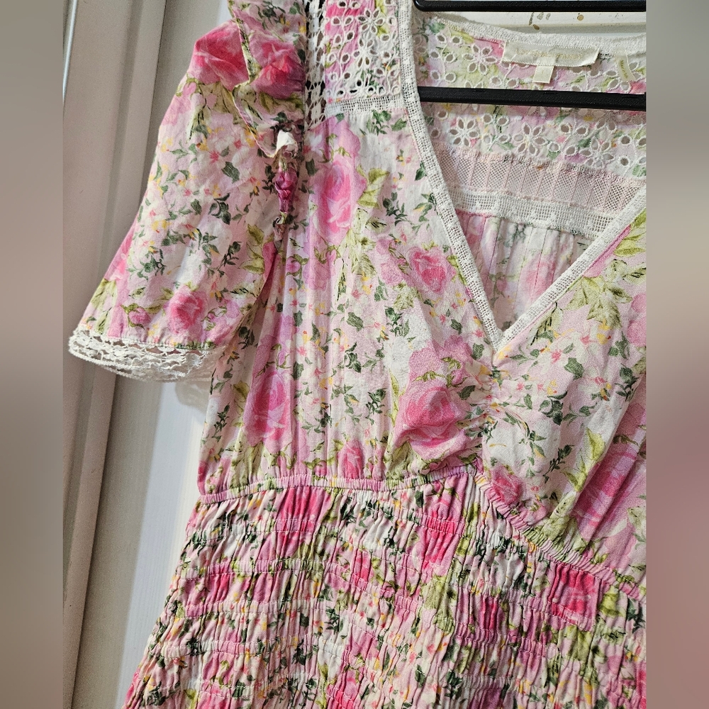 LoveShackFancy Rena Crochet-Trimmed Shirred Floral-Print Cotton-Voile Mini Dress - Picture 6 of 10